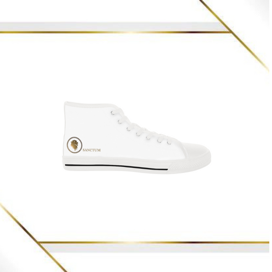 White/Gold Men's High Top Sneakers